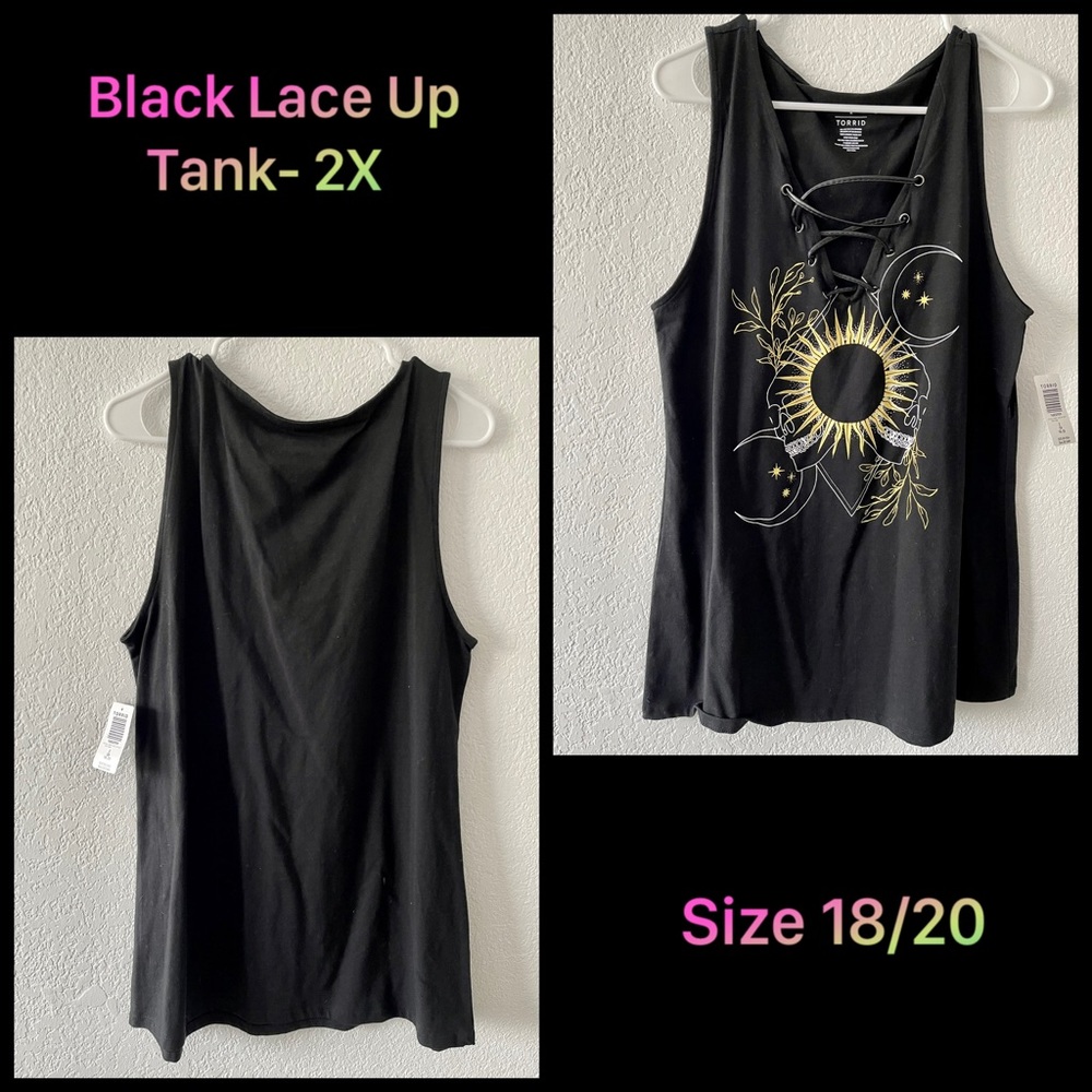 Torrid- Lace Up Black Tank Size- 2X